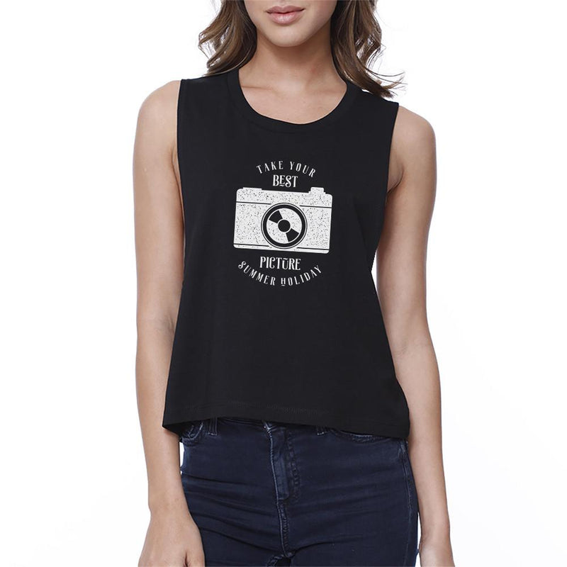 Take Your Best Picture Summer Holiday Womens Black Crop Top