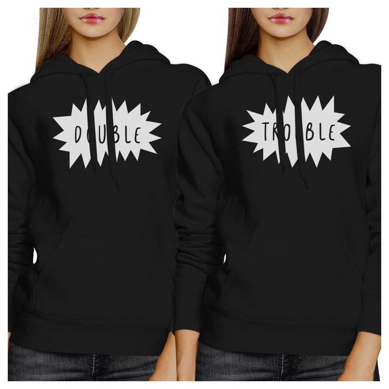 Double Trouble BFF Matching Black Hoodies