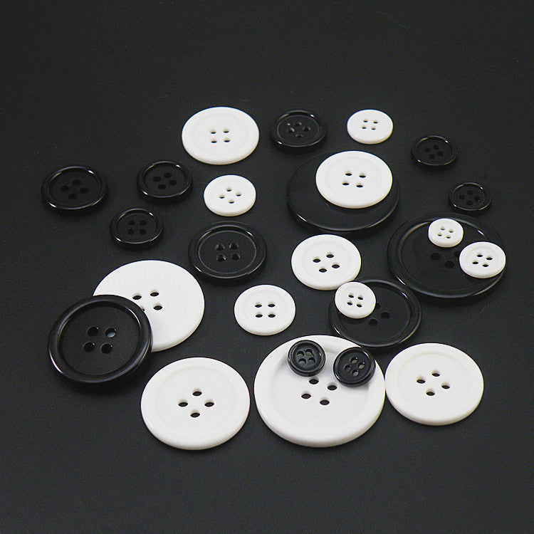 White Black Resin Button Decor for Sewing Crafts Clothes Coat Diy Decorative Accessories 2 Holes and 4 Holes