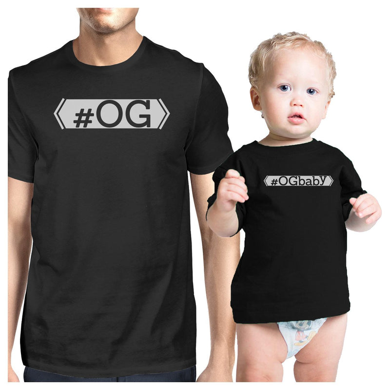 Hashtag Og Ogbaby Dad and Baby Matching Black Shirt