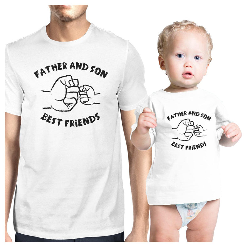 Father And Son Best Friends Fist Pound Dad and Baby Matching White Shirt