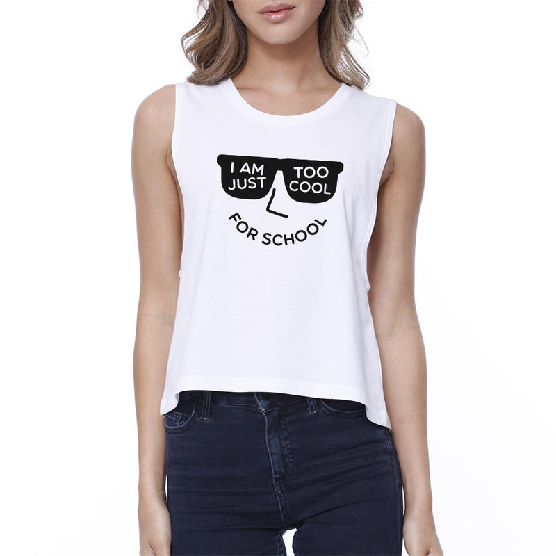 Too Cool For School Womens White Crop Top