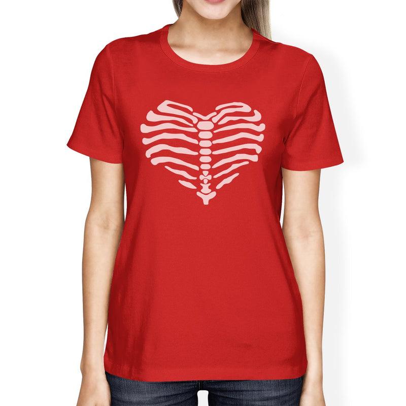 Skeleton Heart Womens Red Shirt