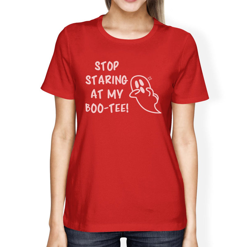 Stop Staring At My Boo-Tee Ghost Womens Red Shirt