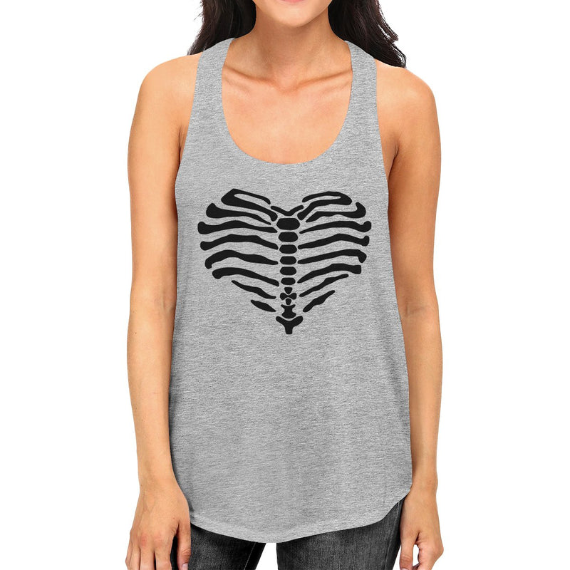 Skeleton Heart Womens Grey Tank Top