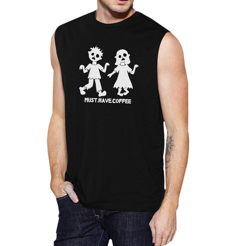 Must Have Coffee Zombies Mens Black Muscle Top