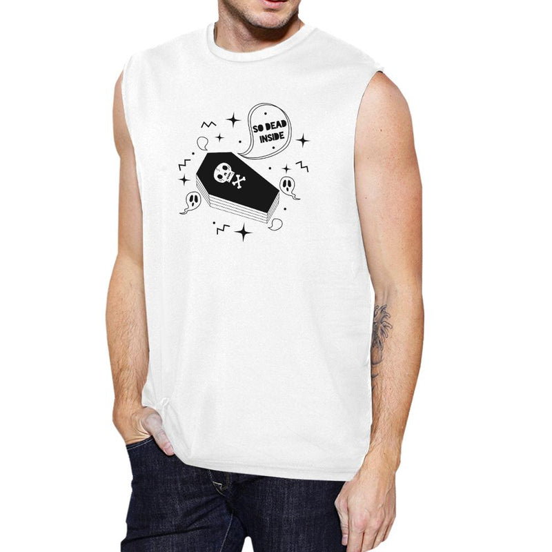 So Dead Inside Coffin Mens White Muscle Top