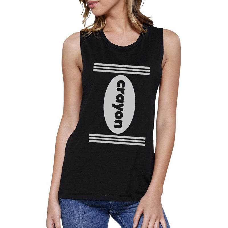 Crayon Womens Black Muscle Top