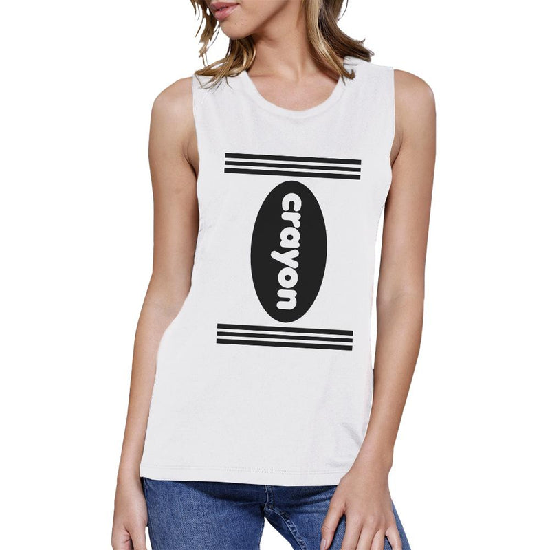 Crayon Womens White Muscle Top