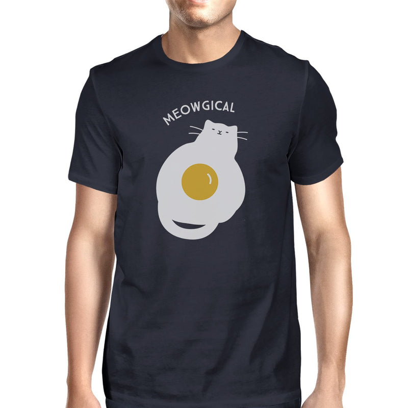 Meowgical Cat And Fried Egg Mens Navy Shirt