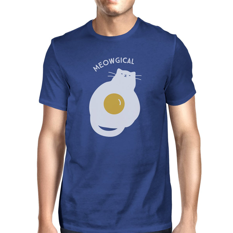Meowgical Cat And Fried Egg Mens Royal Blue Shirt
