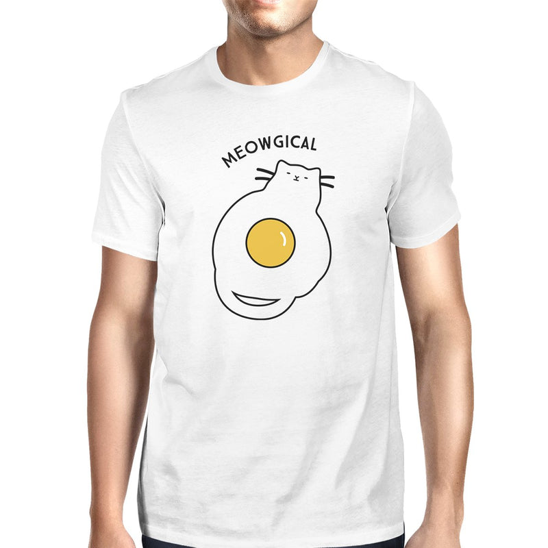 Meowgical Cat And Fried Egg Mens White Shirt
