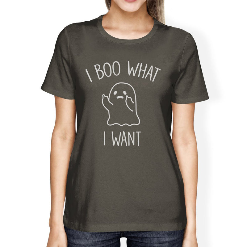 I Boo What I Want Ghost Womens Dark Grey Shirt