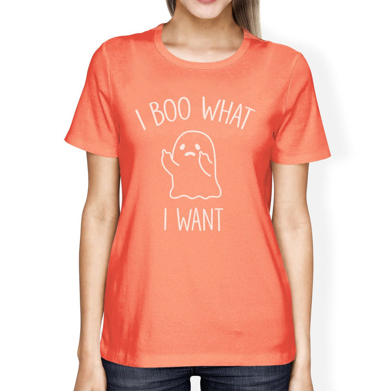 I Boo What I Want Ghost Womens Peach Shirt