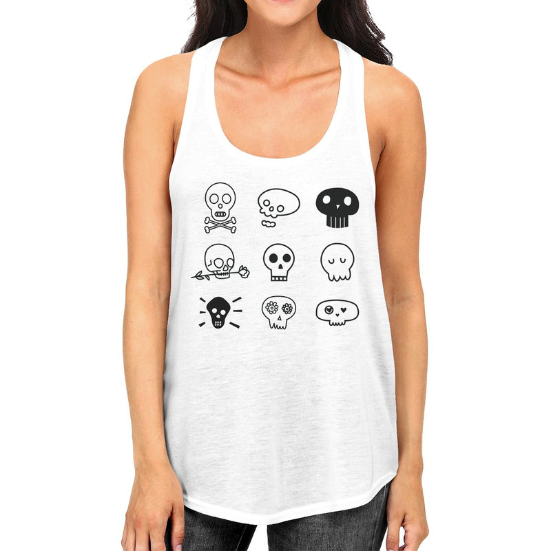 Skulls Womens White Tank Top