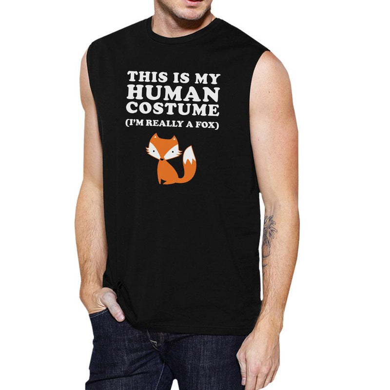 This Is My Human Costume Fox Mens Black Muscle Top