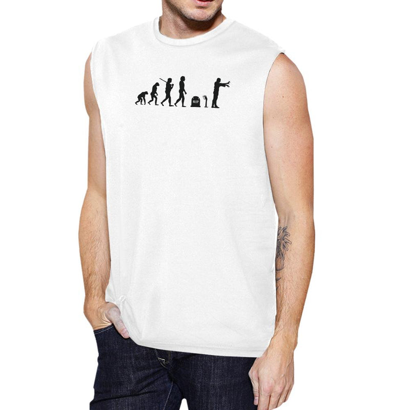 Zombie Evolution Mens White Muscle Top