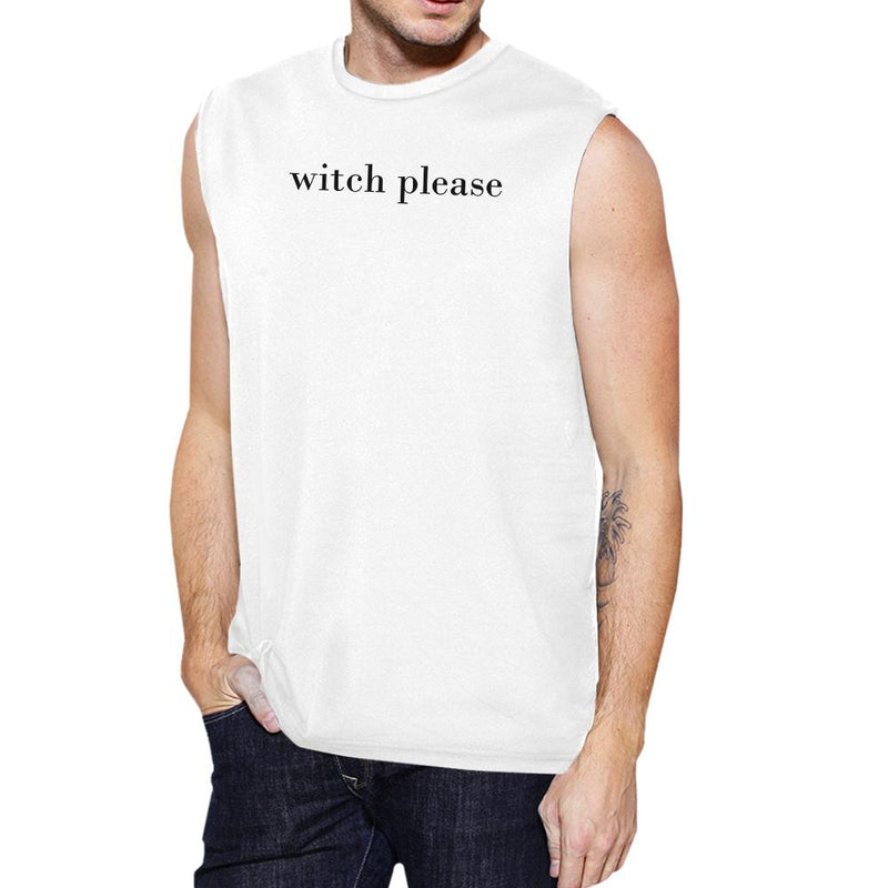 Witch Please Mens White Muscle Top