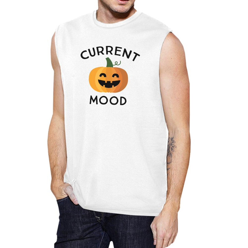 Pumpkin Current Mood Mens White Muscle Top