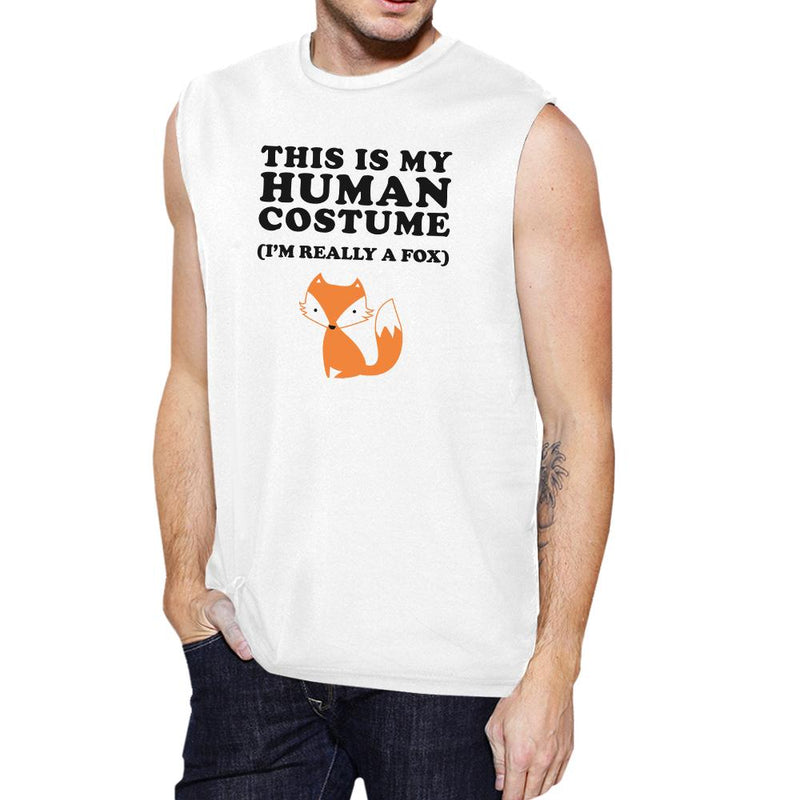 This Is My Human Costume Fox Mens White Muscle Top
