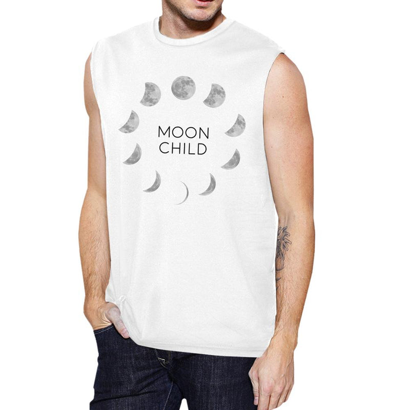 Moon Child Mens White Muscle Top