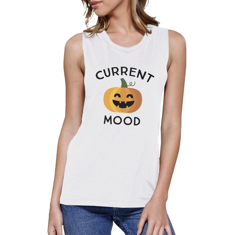 Pumpkin Current Mood Womens White Muscle Top
