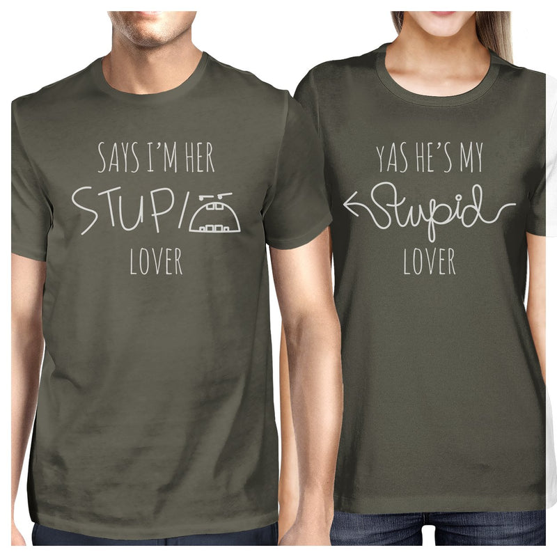 Her Stupid Lover And My Stupid Lover Matching Couple Dark Grey Shirts