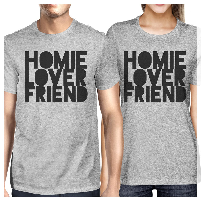 Homie Lover Friend Matching Couple Grey Shirts