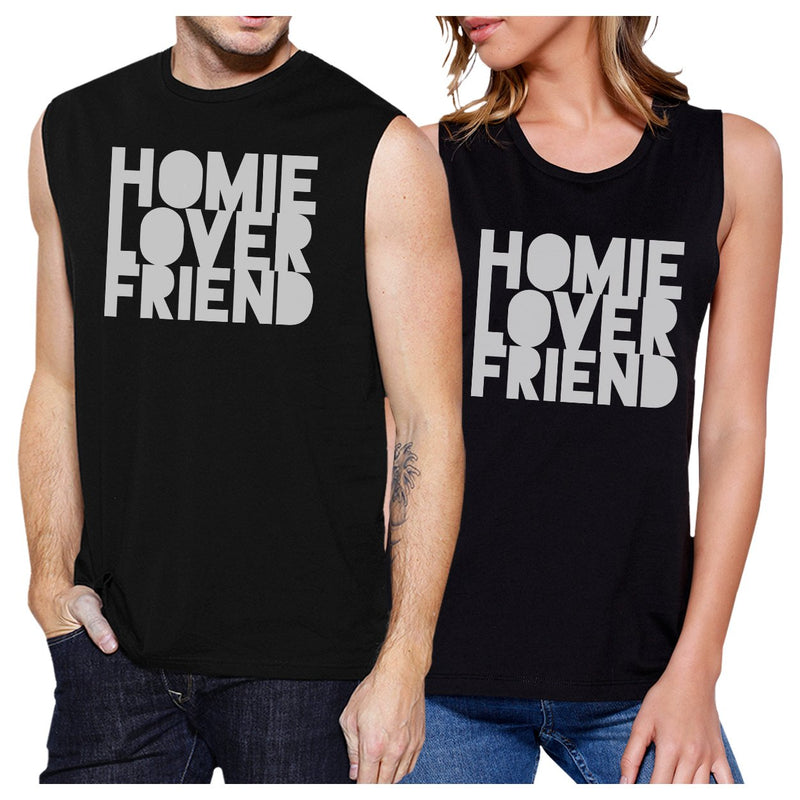 Homie Lover Friend Matching Couple Black Muscle Top