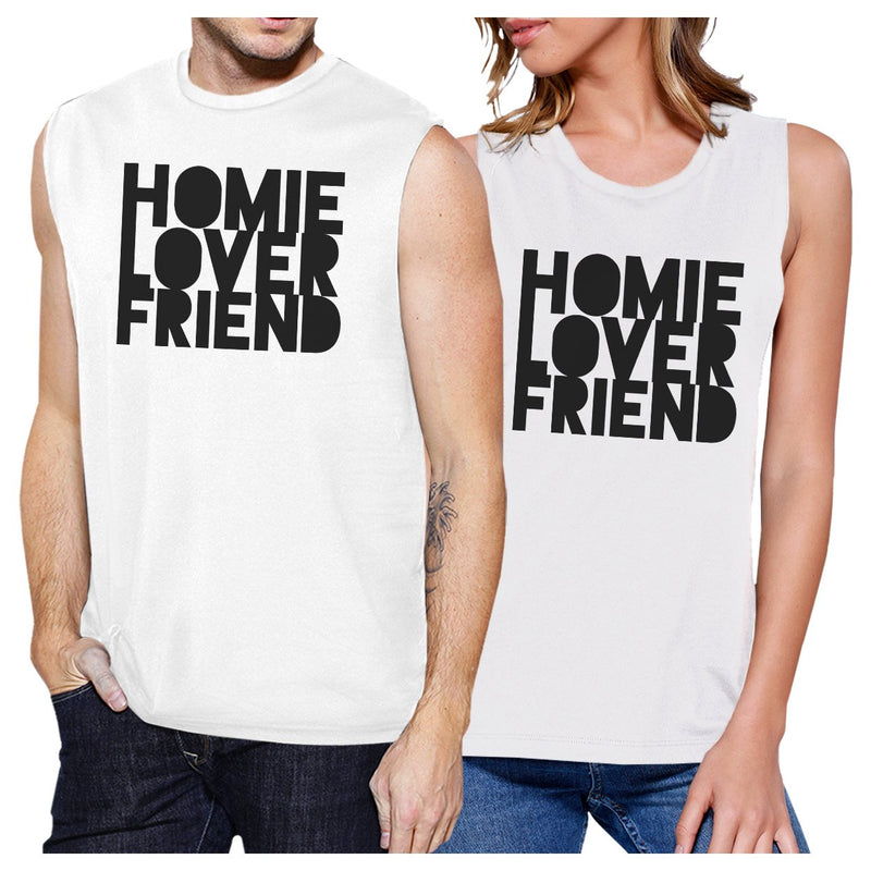 Homie Lover Friend Matching Couple White Muscle Top