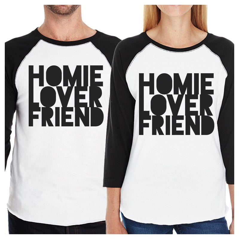 Homie Lover Friend Matching Couple Black And White Baseball Shirts