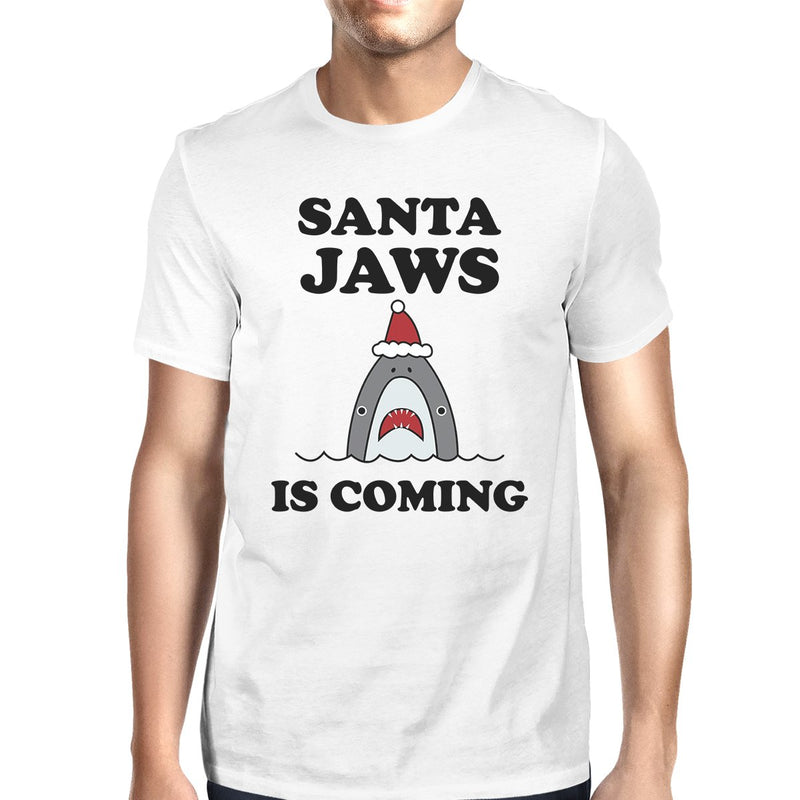 Santa Jaws Is Coming Mens White Shirt
