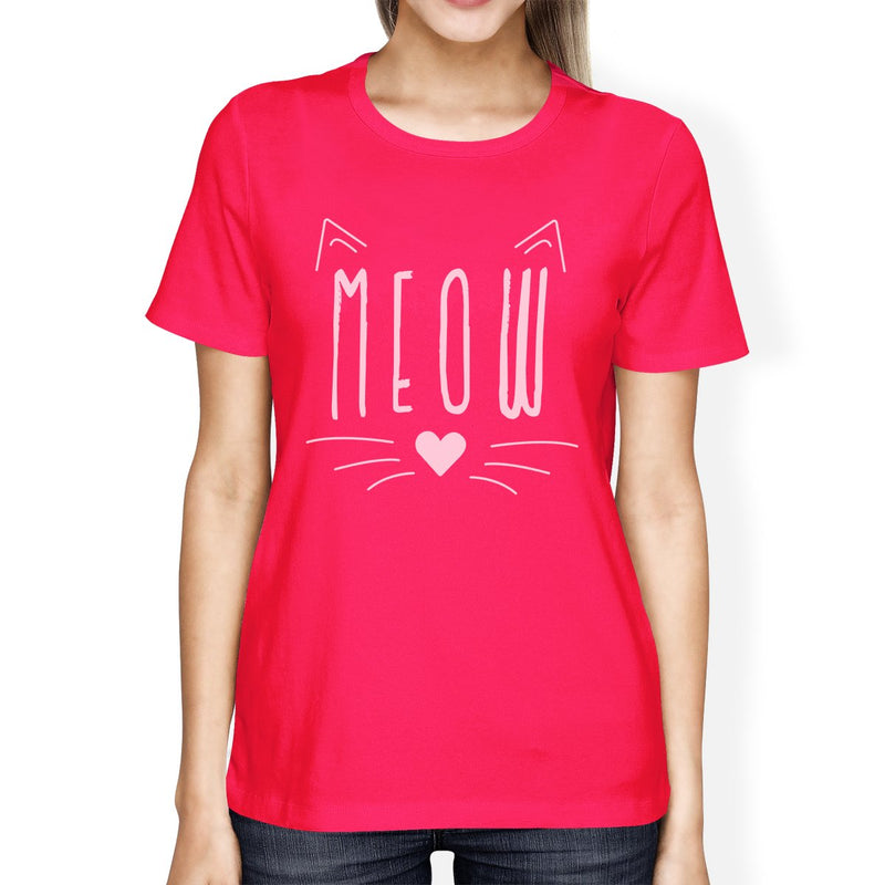 Meow Womens Hot Pink Shirt