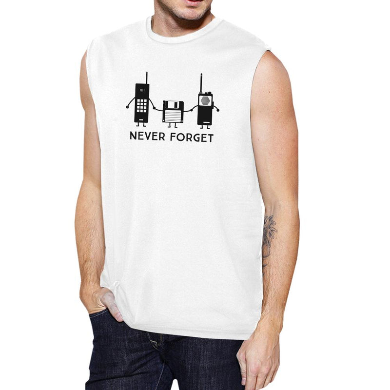 Never Forget Mens White Muscle Top