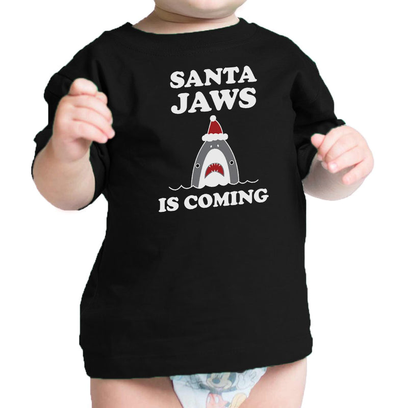 Santa Jaws Is Coming Baby Black Shirt