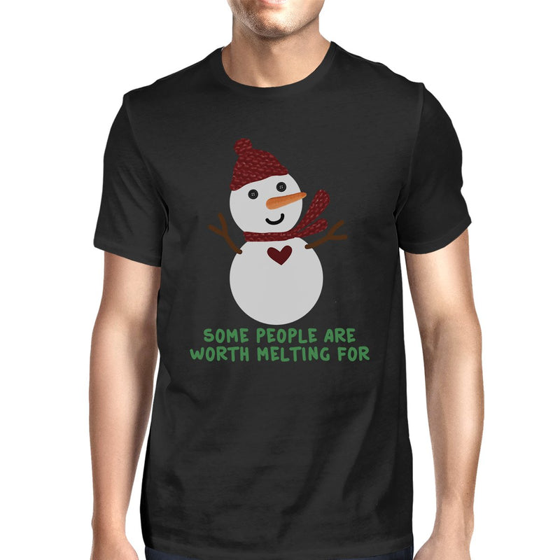 Some People Are Worth Melting For Snowman Mens Black Shirt