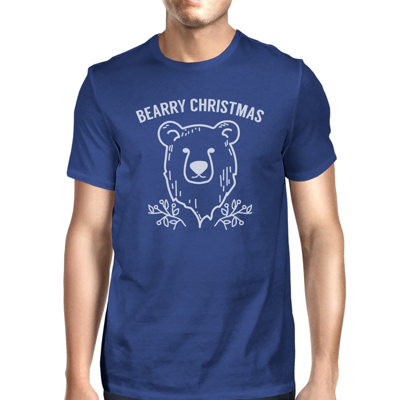 Bearry Christmas Bear Mens Royal Blue Shirt