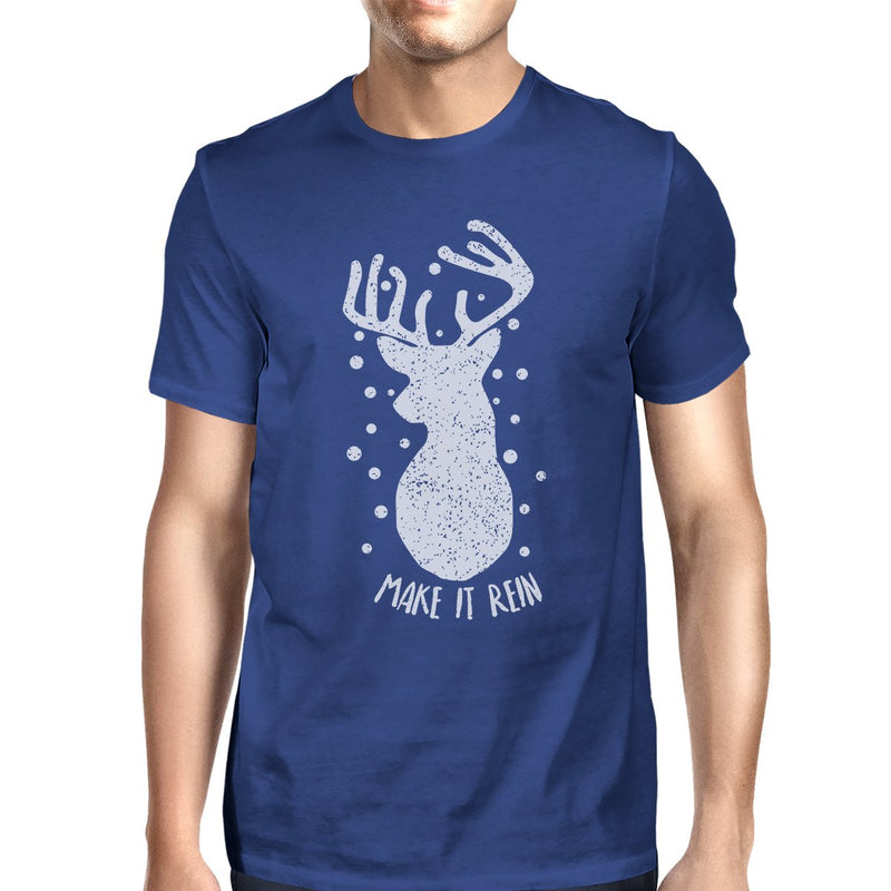 Make It Rein Vintage Reindeer Mens Royal Blue Shirt