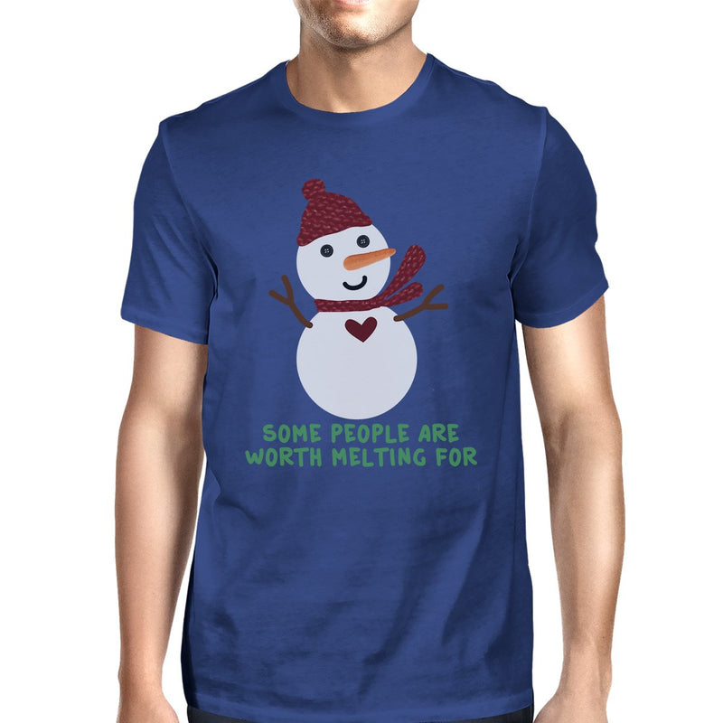 Some People Are Worth Melting For Snowman Mens Royal Blue Shirt