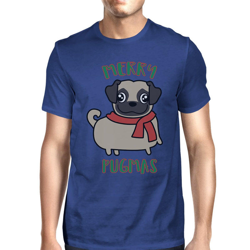 Merry Pugmas Pug Mens Royal Blue Shirt
