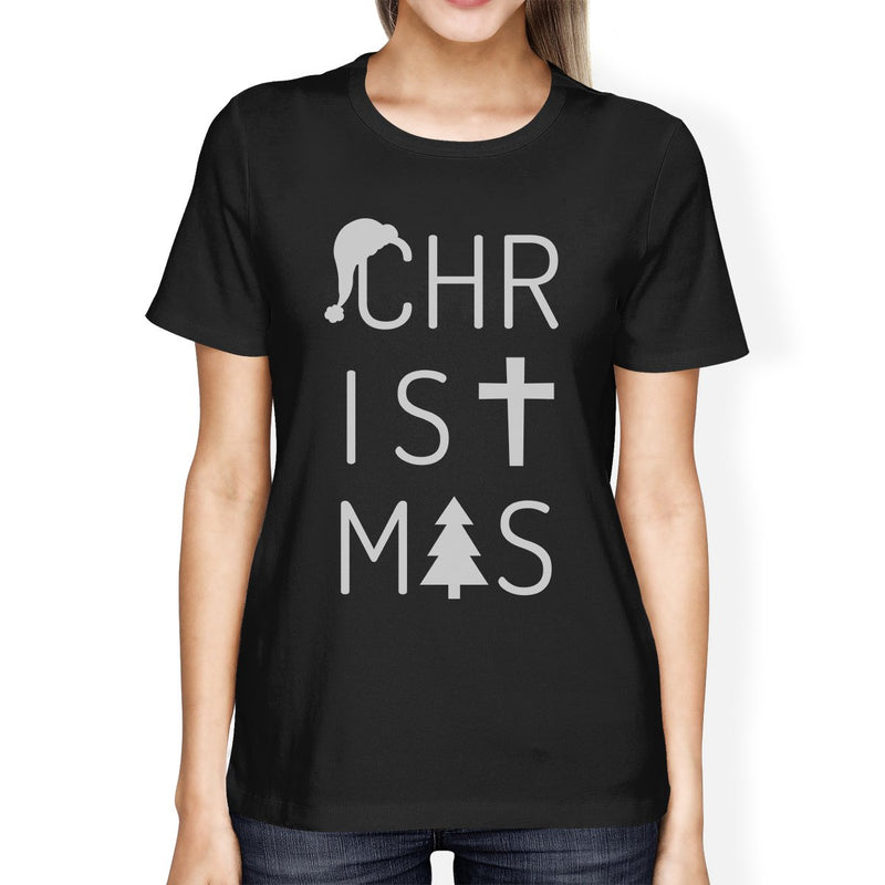 Christmas Letters Womens Black Shirt