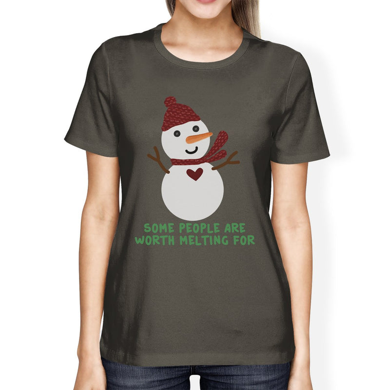 Some People Are Worth Melting For Snowman Womens Dark Grey Shirt