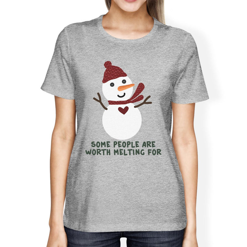 Some People Are Worth Melting For Snowman Womens Grey Shirt