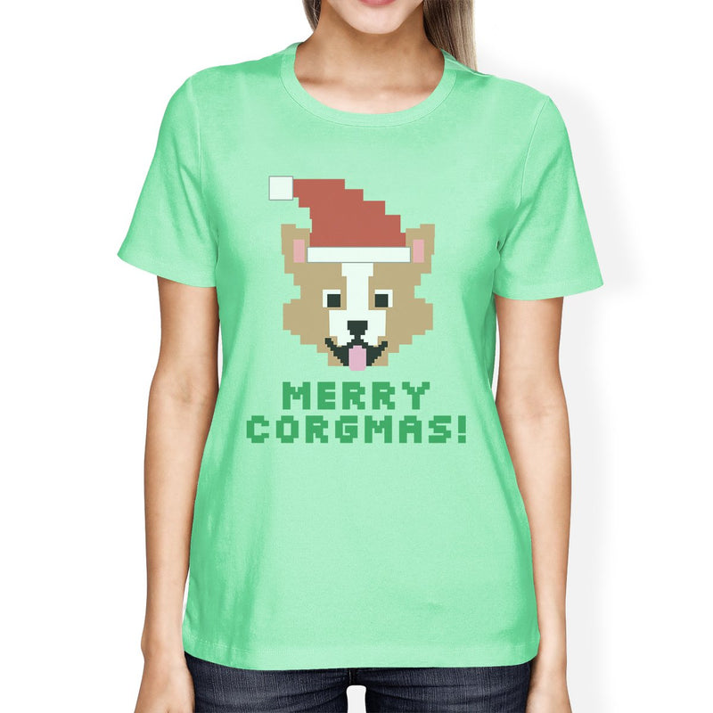 Merry Corgmas Corgi Womens Mint Shirt