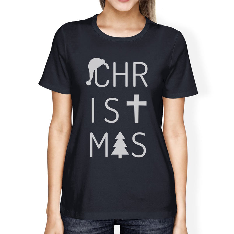 Christmas Letters Womens Navy Shirt