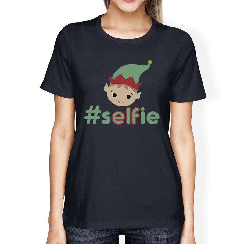 Hashtag Selfie Elf Womens Navy Shirt