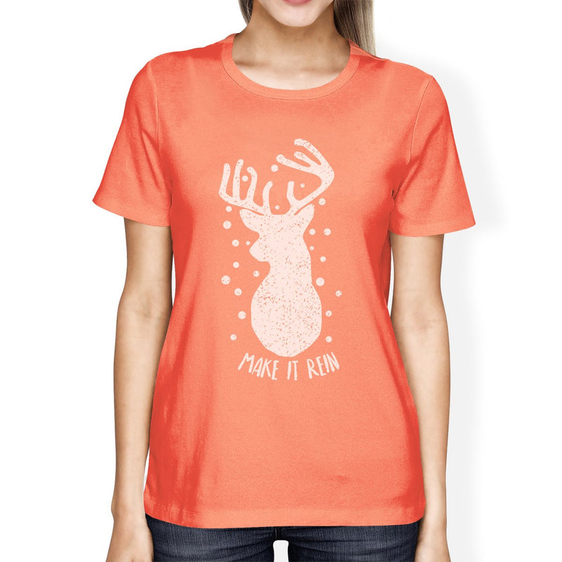 Make It Rein Vintage Reindeer Womens Peach Shirt