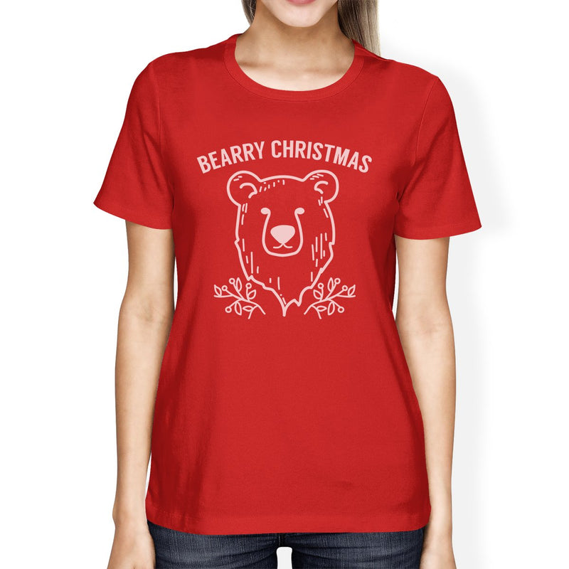 Bearry Christmas Bear Womens Red Shirt