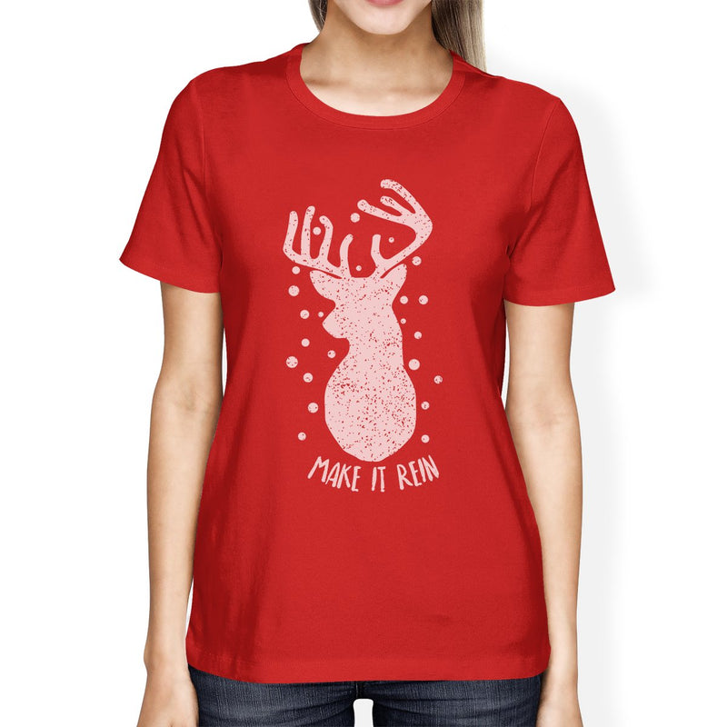 Make It Rein Vintage Reindeer Womens Red Shirt