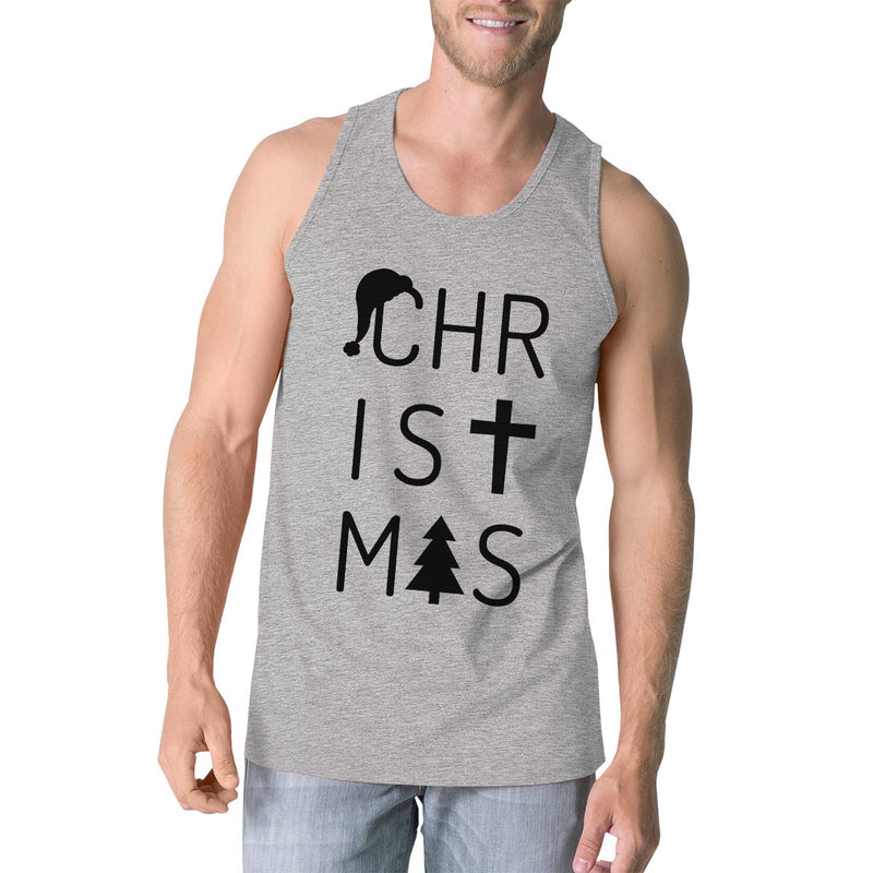 Christmas Letters Mens Grey Tank Top